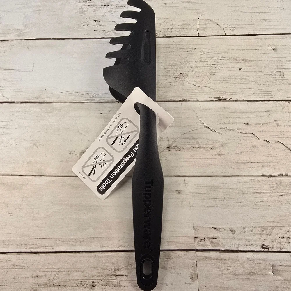Tupperware Kitchen Preparation Tools Black Serving Spoon and Tongs Set NWT
